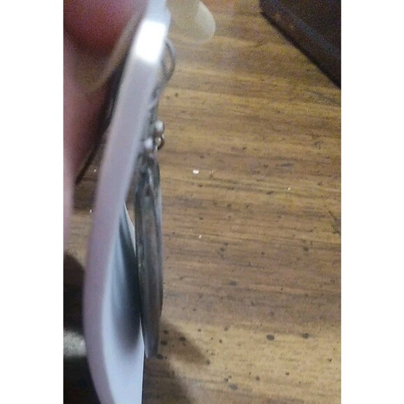 Vintage Alpaca Mexico Abalone Open Circle Sterling Silver Earrings - Picture 3 of 5